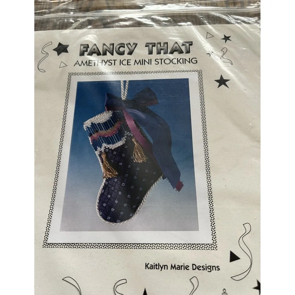 1995 Fancy That Series Amethyst Ice Mini Stocking Ornament Kit Kaitlyn Marie VTG